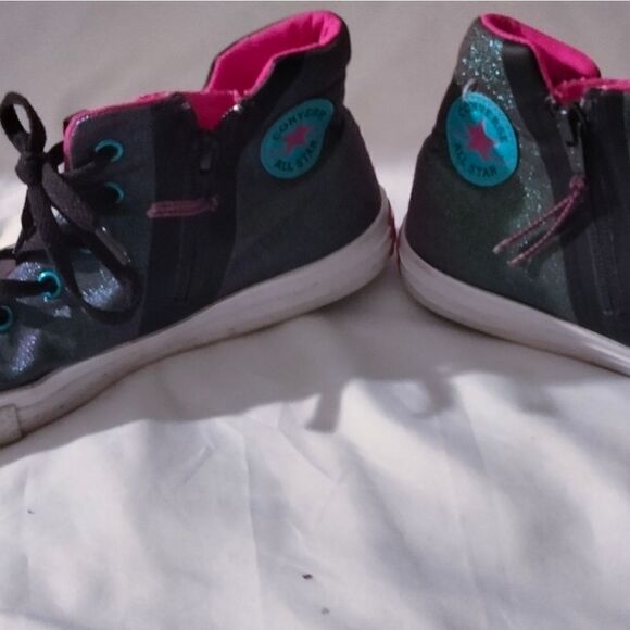 Converse ALL STAR GLITTER AND METALLIC COLOR HIGH TOP SIZE 5 SNEAKER pre own - Picture 7 of 12